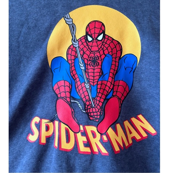 Marvel Licensed Hoodie Spider-Man in Heathered Navy Unisex Large - Picture 4 of 5